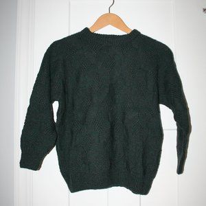 Hand knit green wool sweater